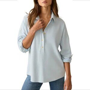 Faherty Montana Popover henley sweater shirt knit pullover ice blue top new S
